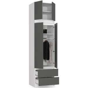 Ak furniture Nadstavec na skriňu Star 60 cm biely matný/grafit