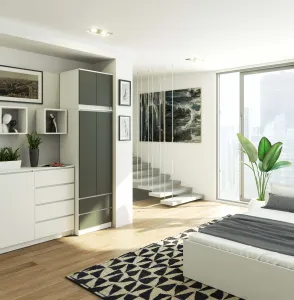 Ak furniture Nadstavec na skriňu Star 60 cm biely matný/grafit