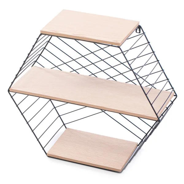 Homede Polica Hexagon Alva prírodná, 51 x 17 x 45 cm