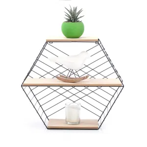 Homede Polica Hexagon Alva prírodná, 51 x 17 x 45 cm