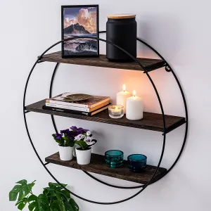 Kalune Design Nástenná polica Tulipa 60 cm čierna/orech
