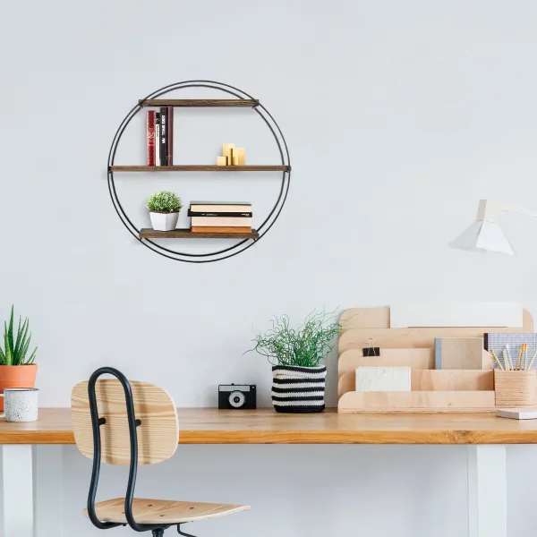 Kalune Design Nástenná polica Tulipa 60 cm čierna/orech
