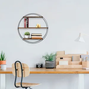 Kalune Design Nástenná polica Tulipa 60 cm čierna/orech