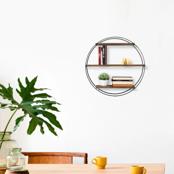 Kalune Design Nástenná polica Tulipa 60 cm čierna/orech