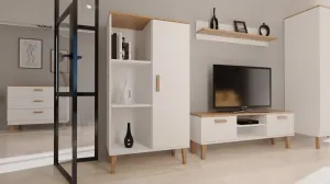 Kocot kids Vitrína DENVER 120 cm bielý/dub hickory