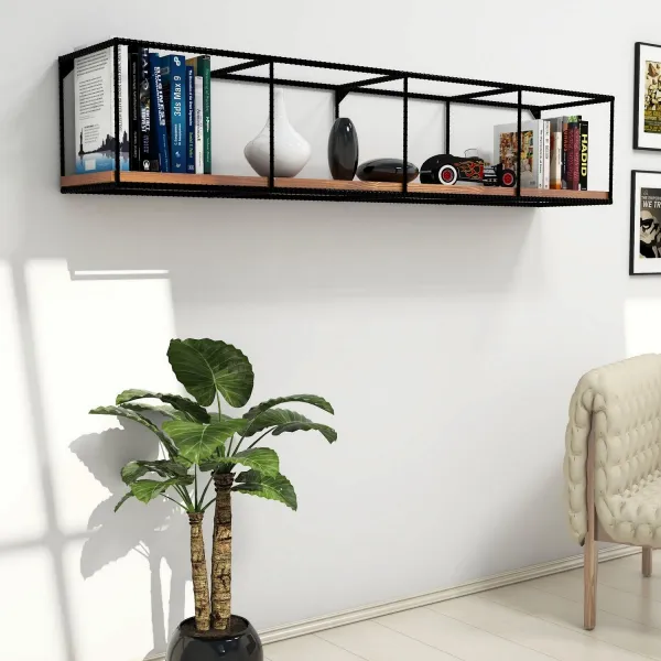 Hanah Home Nástenná polica Miray orech/čierna