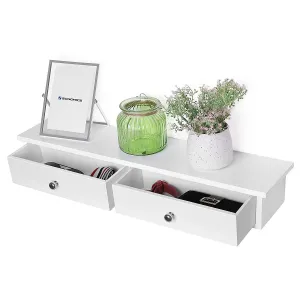 SONGMICS Nástenná polica s dvoma zásuvkami 65x15 cm