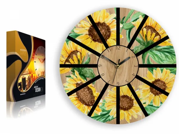 ModernClock Nástenné hodiny Slnečnice hnedo-žlté