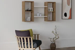 Kalune Design Nástěnná police BAMBI bílá/ořech