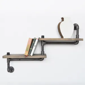 Kalune Design Nástenná polica BoruRaf XII čierna/hnedá