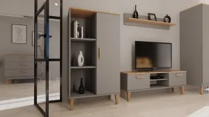 Kocot kids Vitrína DENVER 120 cm šedý/dub hickory