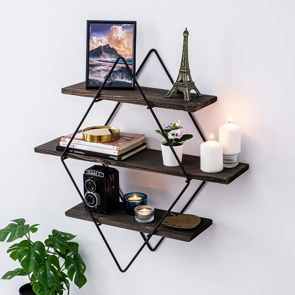 Kalune Design Nástěnná police ERYSIMUM černá/ořech