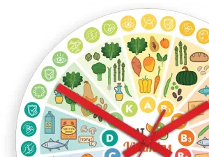 ModernClock Nástenné hodiny Vitamíns farebné