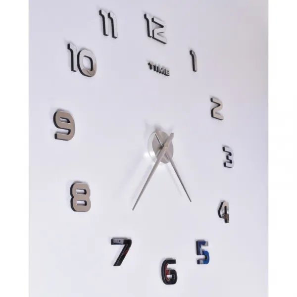 DIY nástenné hodiny NEPRI 65 - 130 cm - strieborné 3D