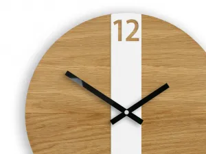 ModernClock Nástenné hodiny Oak Belt hnedo-biele