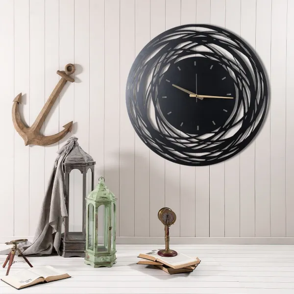 Hanah Home Nástenné hodiny Lines 50 cm čierne