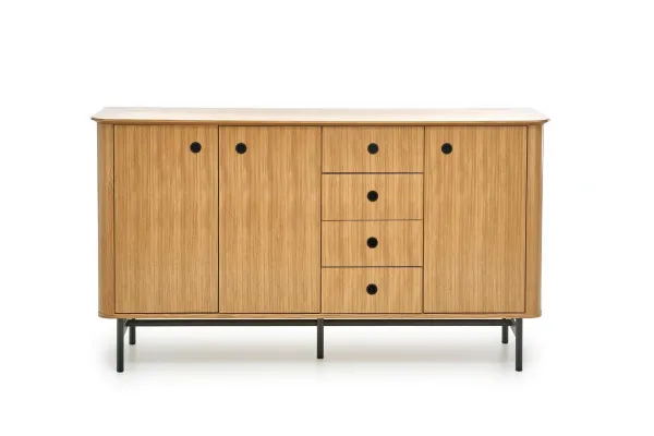 HALMAR Nízka komoda Smart KM-1 167 cm dub přírodní/čierna