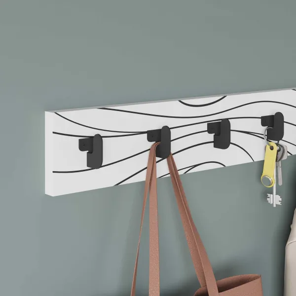 Nástenný vešiak Houseland FLOW 63 cm bielo-čierny