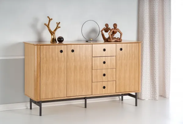 HALMAR Nízka komoda Smart KM-1 167 cm dub přírodní/čierna