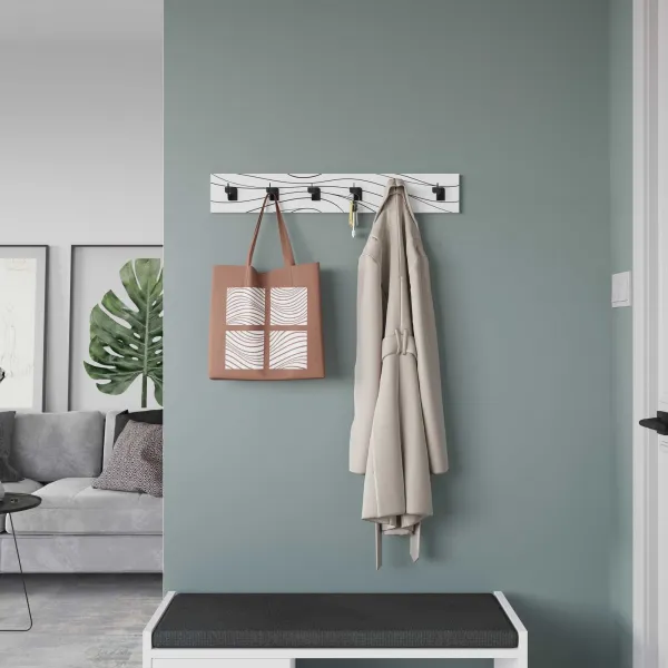 Nástenný vešiak Houseland FLOW 63 cm bielo-čierny
