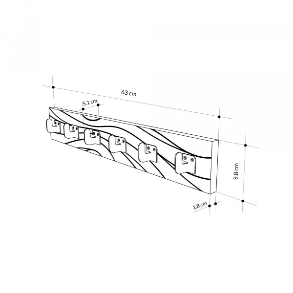 Nástenný vešiak Houseland FLOW 63 cm bielo-čierny