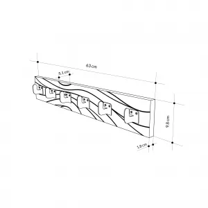 Nástenný vešiak Houseland FLOW 63 cm bielo-čierny