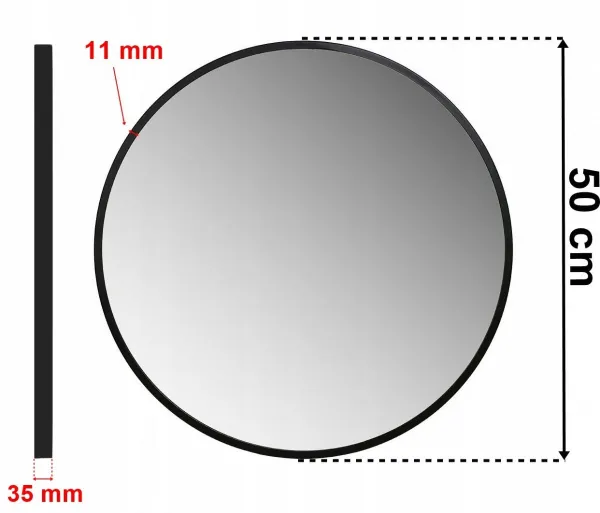 Moderné zrkadlo Sander 50 cm čierne
