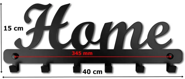 Nástenný vešiak HOME čierny