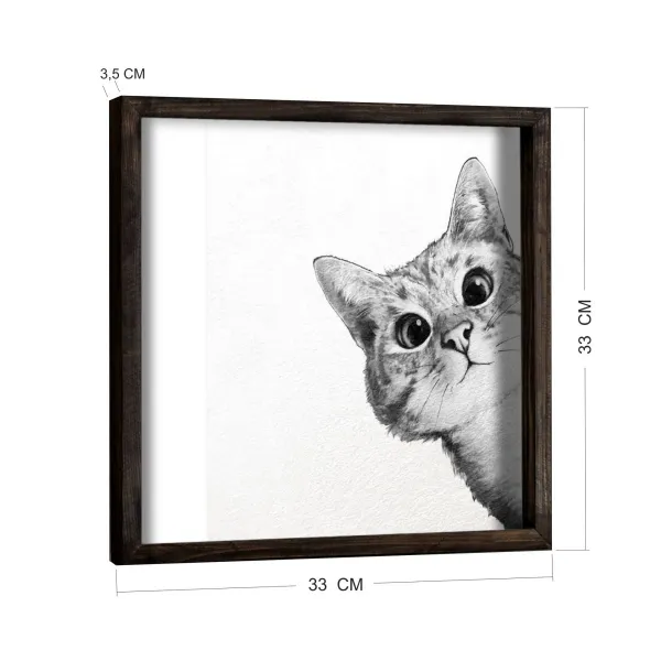 Wallity Nástenný obraz Cat 33x33 cm čiernobiely