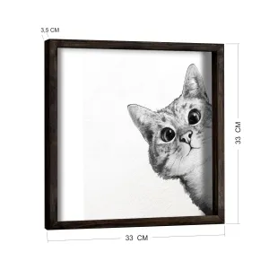 Wallity Nástenný obraz Cat 33x33 cm čiernobiely