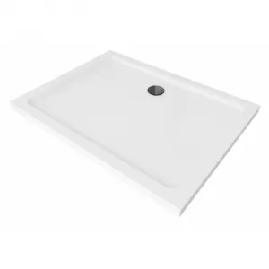 Obdĺžniková sprchová vanička MEXEN FLAT SLIM 130x100 cm biela + čierny sifón