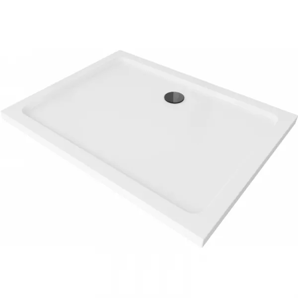 Sprchová vanička MEXEN FLAT s čiernym sifónom 100 x 80 cm biela