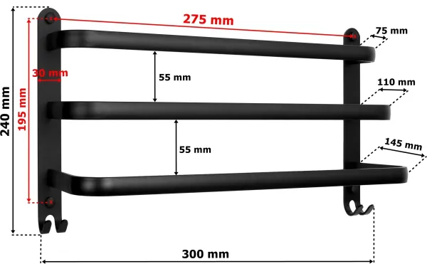 Vešiak Athos 30 cm čierny loft