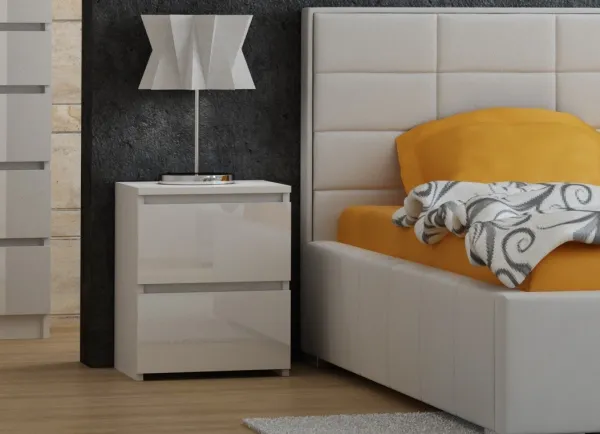 TP Living Nočný stolík MALWA M2 biely, lesklý