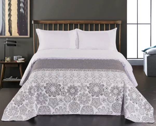 Obojstranný prehoz z mikrovlákna DecoKing Brigha bielo-sivý, velikost 220x240