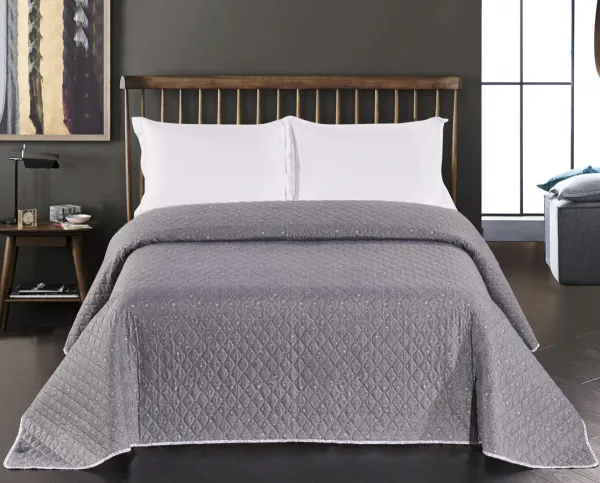 Obojstranný prehoz z mikrovlákna DecoKing Brigha bielo-sivý, velikost 220x240