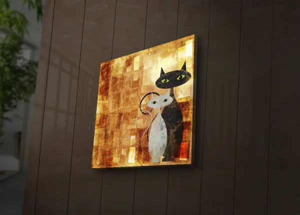 Wallity Obraz s LED osvetlením DVE KOČKY 17 40 x 40 cm