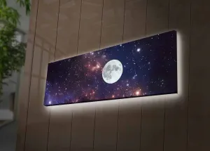 Wallity Obraz s osvetlením MESIAC NA NOČNEJ OBLOHA 30 x 90 cm