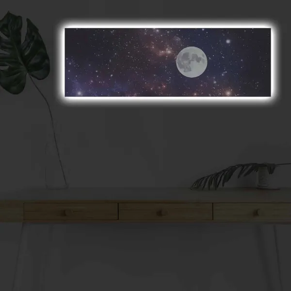 Wallity Obraz s osvetlením MESIAC NA NOČNEJ OBLOHA 30 x 90 cm