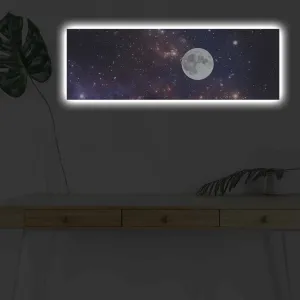 Wallity Obraz s osvetlením MESIAC NA NOČNEJ OBLOHA 30 x 90 cm