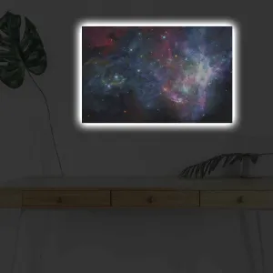 Wallity Obraz s LED osvetlením FAREBNÁ GALAXIA 45 x 70 cm
