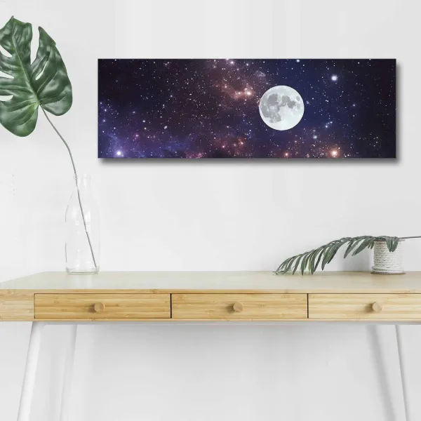 Wallity Obraz s osvetlením MESIAC NA NOČNEJ OBLOHA 30 x 90 cm