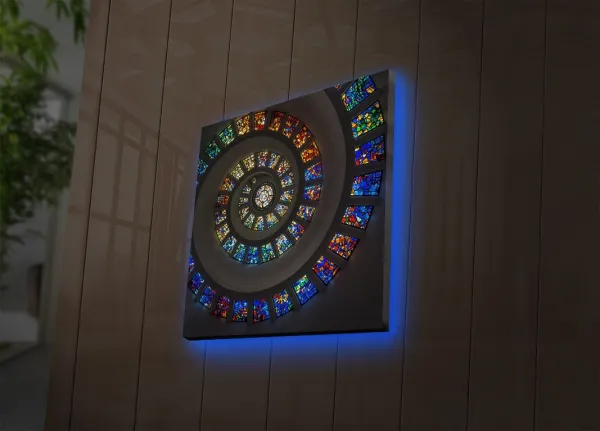 Wallity Obraz s LED osvetlením FAREBNÁ ŠPIRÁLA 49 40 x 40 cm