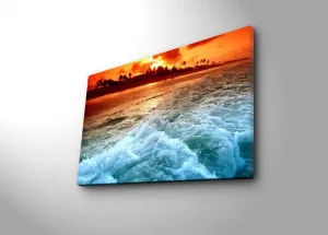 Wallity Obraz s LED osvetlením ZÁPAD SLNKA V MORI 45 45 x 70 cm