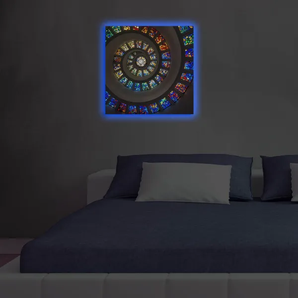 Wallity Obraz s LED osvetlením FAREBNÁ ŠPIRÁLA 49 40 x 40 cm