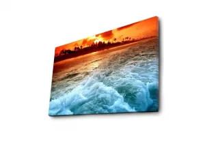 Wallity Obraz s LED osvetlením ZÁPAD SLNKA V MORI 45 45 x 70 cm