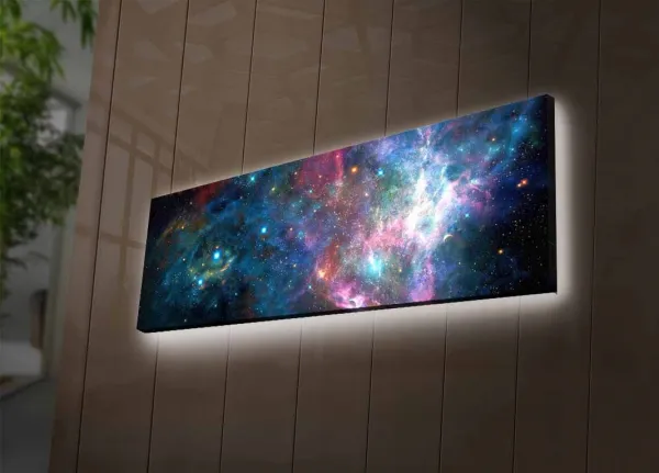 Wallity Obraz s LED osvetlením NOČNÁ GALAXIA 30 x 90 cm