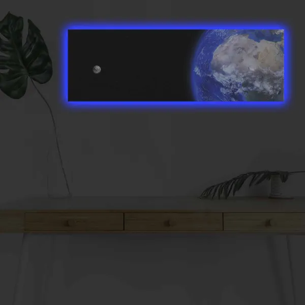 Wallity Obraz s LED osvetlením NOČNÁ ZEMĚKOULE 30 x 90 cm
