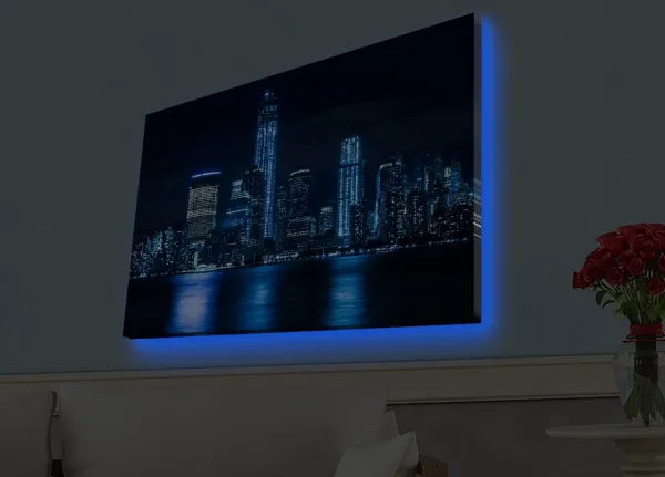 Wallity Obraz s LED osvetlením NOČNÉ MESTO 45 x 70 cm