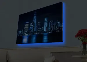 Wallity Obraz s LED osvetlením NOČNÉ MESTO 45 x 70 cm